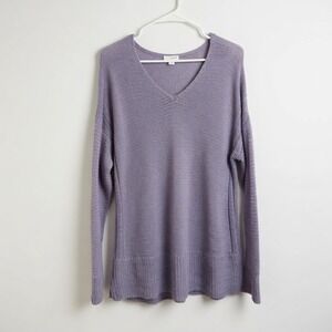 PureJill Knit V-Neck Sweater Lavender Purple Relaxed Pullover Medium